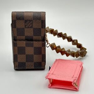 Authentic Louis Vuitton 2009 Damier Ebene Lipstick Holder + Insert + Wristlet